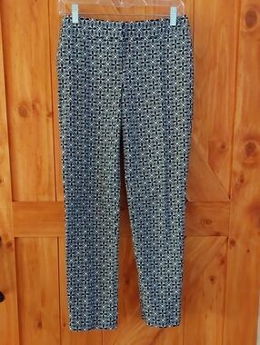 Talbots Hampshire Black & White Patterned Pants Stretchy Cotton Size 2